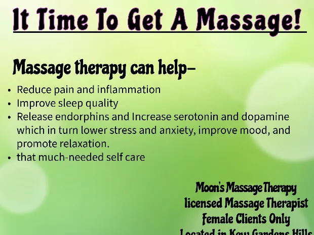 Moon Massage Therapy LMT for female clients only 